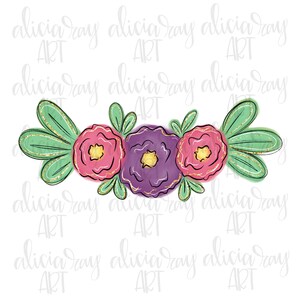 花のデザイン | 手描き昇華デザイン | PNG デジタルダウンロード | 印刷可能なアート | 花 | 花束 | キラキラ | 春