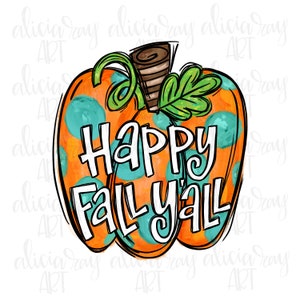 Höstpumpa PNG digital nedladdning | Handritad sublimeringsutskrivbar konst | Nyckfull | Prickig | Pumpafält | Glad höst allihopa