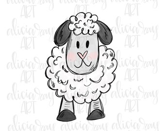 Sheep Digital Download | Hand Drawn Sublimation PNG File | Printable Digital Art | Sheep Design | Easter | Christian