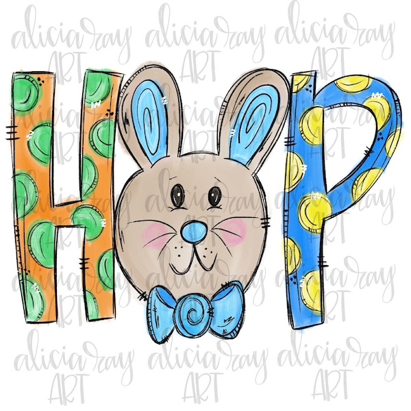 PNG Boy Easter Bunny Sublimation Design | Hand Drawn | Sublimation PNG | Digital Download | Printable Artwork | Digital Art | Hop