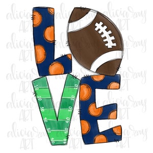 Football Sublimation Design | Football Mom | Hand Drawn | Sublimation PNG | Digital Download | Printable Digital Art | navy blue and orange