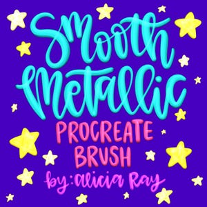 Smooth Metallic Procreate Brush | liquid metal brush for procreate | instant download | hand lettering brush | iPad