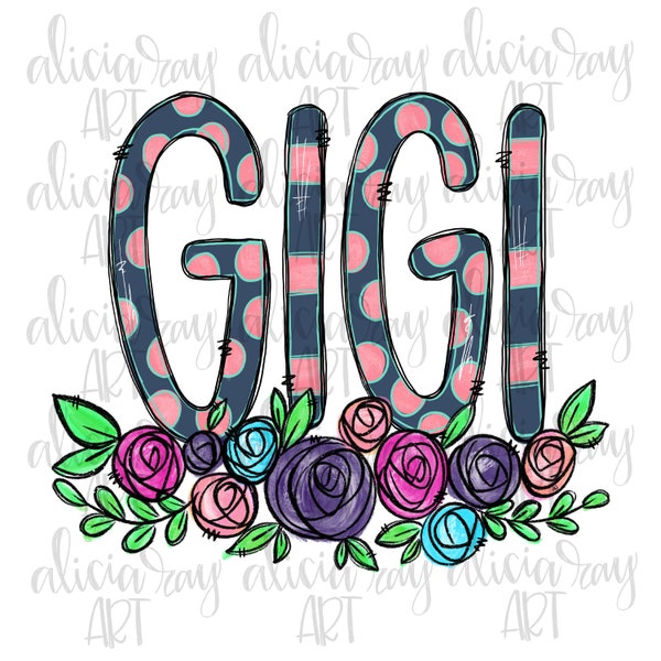 Gigi Sublimation Design | Mother's Day | Hand Drawn | Grandmother Sublimation PNG | Digital Download | Printable | Digital Art | Grandma