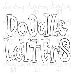 Doodle letters alfabet met transparante binnen bundel PNG | Hand getekende alfabet | Kleine letters en hoofdletters alpha Pack digitale download
