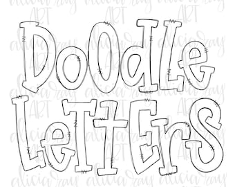 Doodle Buchstaben Alphabet mit transparenten Innen Bundle PNG | Hand gezeichnet Alphabet | Lower Case und Upper Case Alpha Pack Digitaldownload