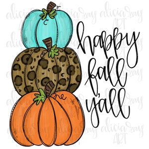 Pumpkin Stack Sublimation PNG Design | Hand Drawn | Watercolor pumpkin | Digital Download | Whimsical pumpkin painting | Leopard | Cheetah