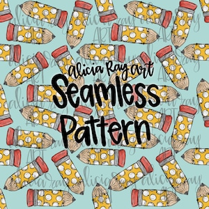 School Seamless File Pattern PNG | Hand Painted | Repeat Pattern | Digital Download | Teacher | Pencil | Back to school | Digital Paper