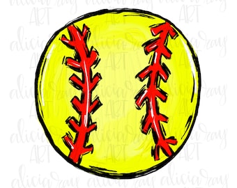 Softball Sublimation Design | Hand Drawn Baseball PNG Design | Digital File Download | Sports | School Team | Softball Design