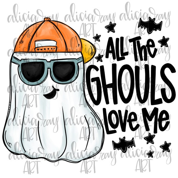 Halloween PNG Digital Download | Hand Drawn Sublimation File | Printable Art | Whimsical | happy Halloween | fall | spooky | boo | boy ghost