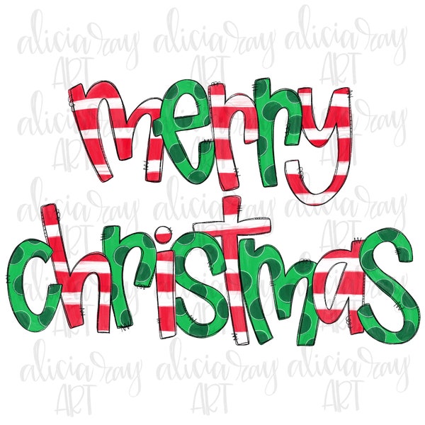 Christmas Sublimation Design | Hand Drawn | PNG Digital Download | Digital Art | Merry Christmas Doodle Letters | Christmas Font | Alphabet