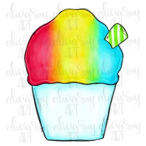 Snow Cone Sublimation PNG Design | Hand Drawn | Digital Download | Printable Art | Sno Ball | Rainbow | Summer | Sweet Summertime | Spring