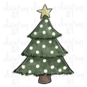 Christmas Sublimation Design | Hand Drawn | PNG Digital Download | Farmhouse | Painted Christmas Tree