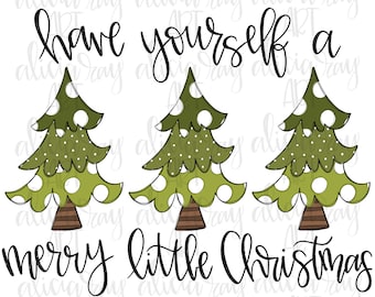 Design a sublimazione di Natale / Disegnato a mano / PNG Digital Download / albero di Natale / citazione / pois / strisce