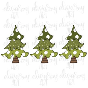 Christmas Sublimation Design | Hand Drawn | PNG Digital Download | christmas tree | girl design | polka dots | stripes