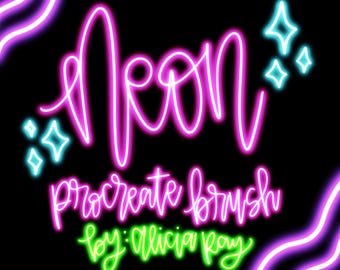 Neon Procreate-letterborstel | neonborstel voor voortplanting | direct downloaden | glansborstel voor voortplanting