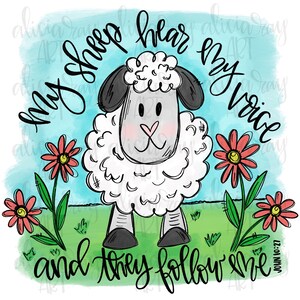 Sheep Digital Download | Hand Drawn Sublimation PNG File | Printable Digital Art | Easter | Christian | bible verse | John 10:27
