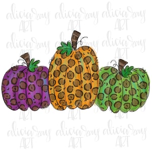 Pumpkin Sublimation Design | Hand Drawn | Leopard Pumpkin Sublimation PNG Design | Digital Download | Digital Art | Fall Design