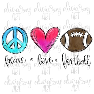 Football Sublimation Design | Football Mom | Hand Drawn | Sublimation PNG | Digital Download | Printable Artwork | Digital Art | Peace Love