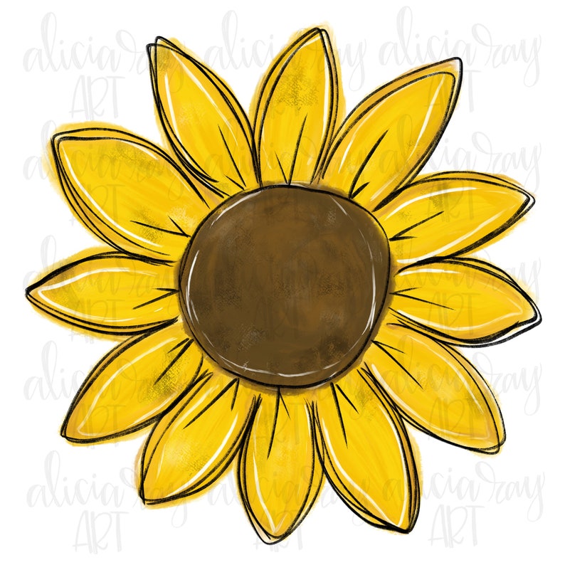 Sunflower Sublimation Design Hand Drawn Cute Fall PNG image 1