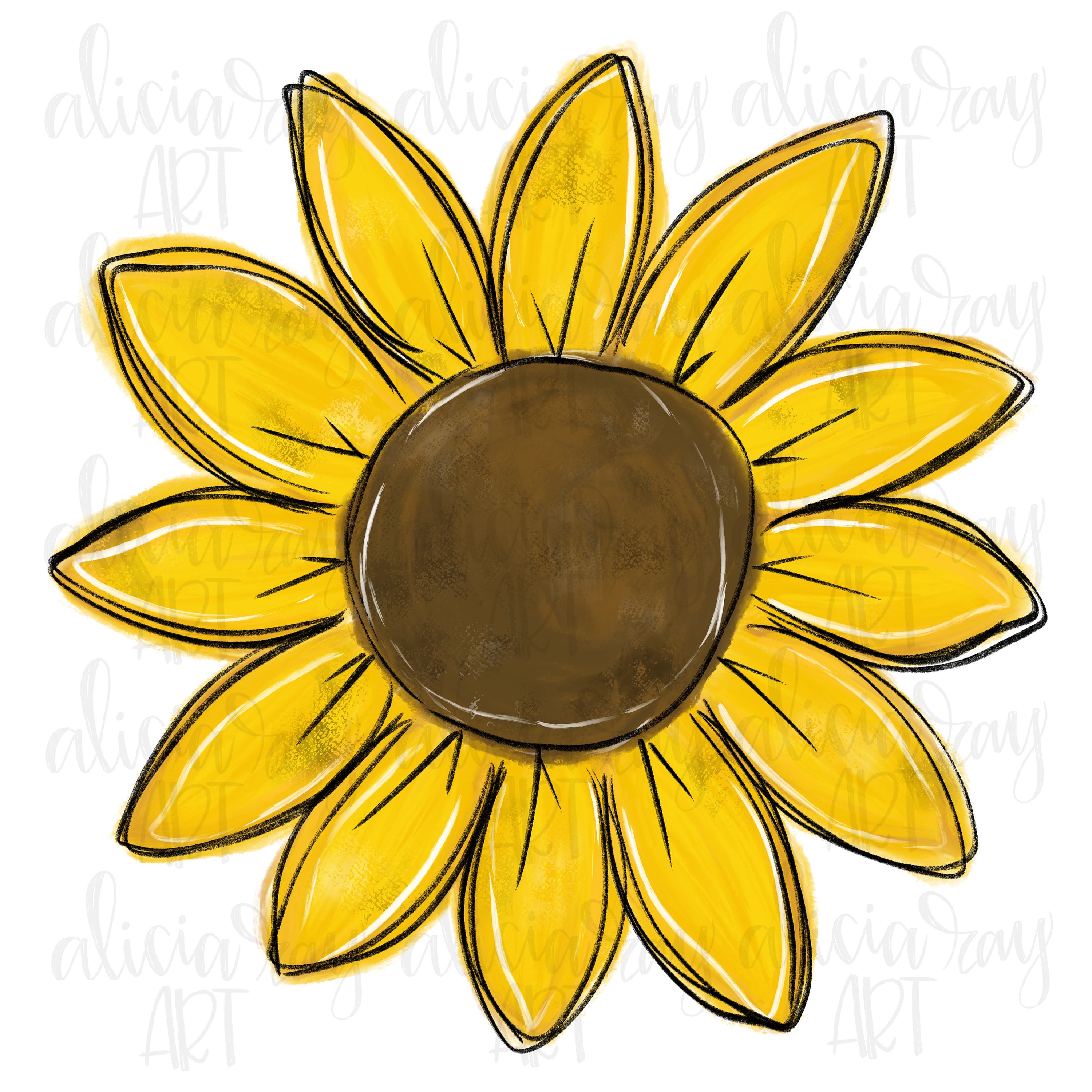 Sunflower Sublimation Design | Hand Drawn | Cute Fall PNG Design | Digital Art Download | PNG File | Cute Sunflower