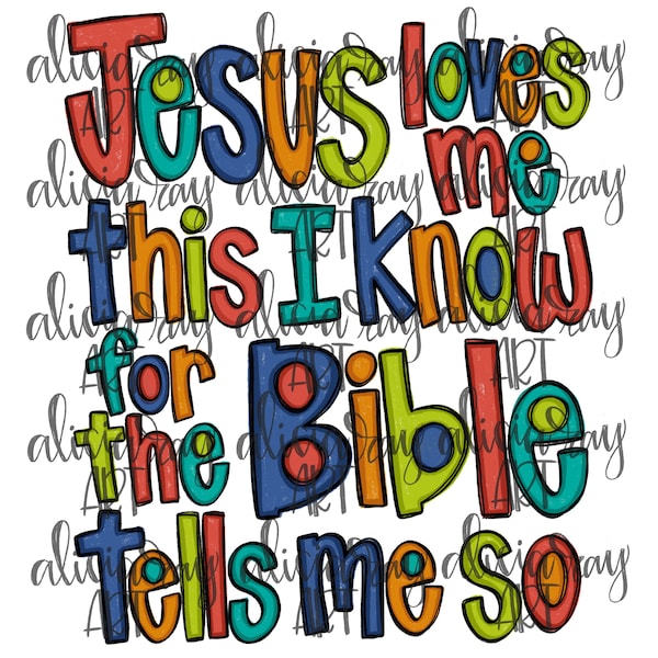 Christian Sublimation Design | Hand Drawn PNG | Digital File Download | Jesus  loves me | tshirt design | quote | bible verse | boy