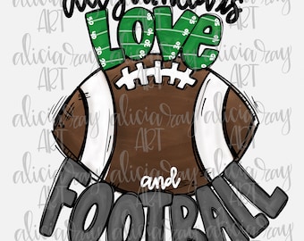 Football Sublimation Design | Hand Drawn PNG | Digital Download | Printable Digital Art | Football Game Day
