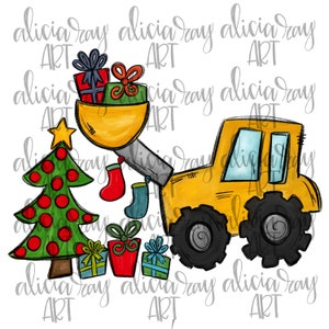 Christmas Sublimation Design | Hand Drawn | PNG Digital Download | Digital Art | Tractor | Boy Design | I Dig Christmas