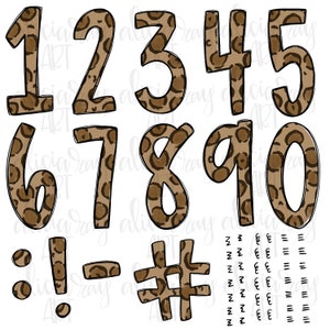 Leopard Doodle Numbers | Hand Drawn Number Set | Digital Download | Printable Digital Art | Sketch Numbers | Animal Print | Cheetah