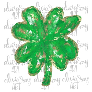 St Patricks Day Sublimation Design | Funny Design | Hand Drawn | PNG Digital Download | Painted shamrock | four leaf clover | gold leaf