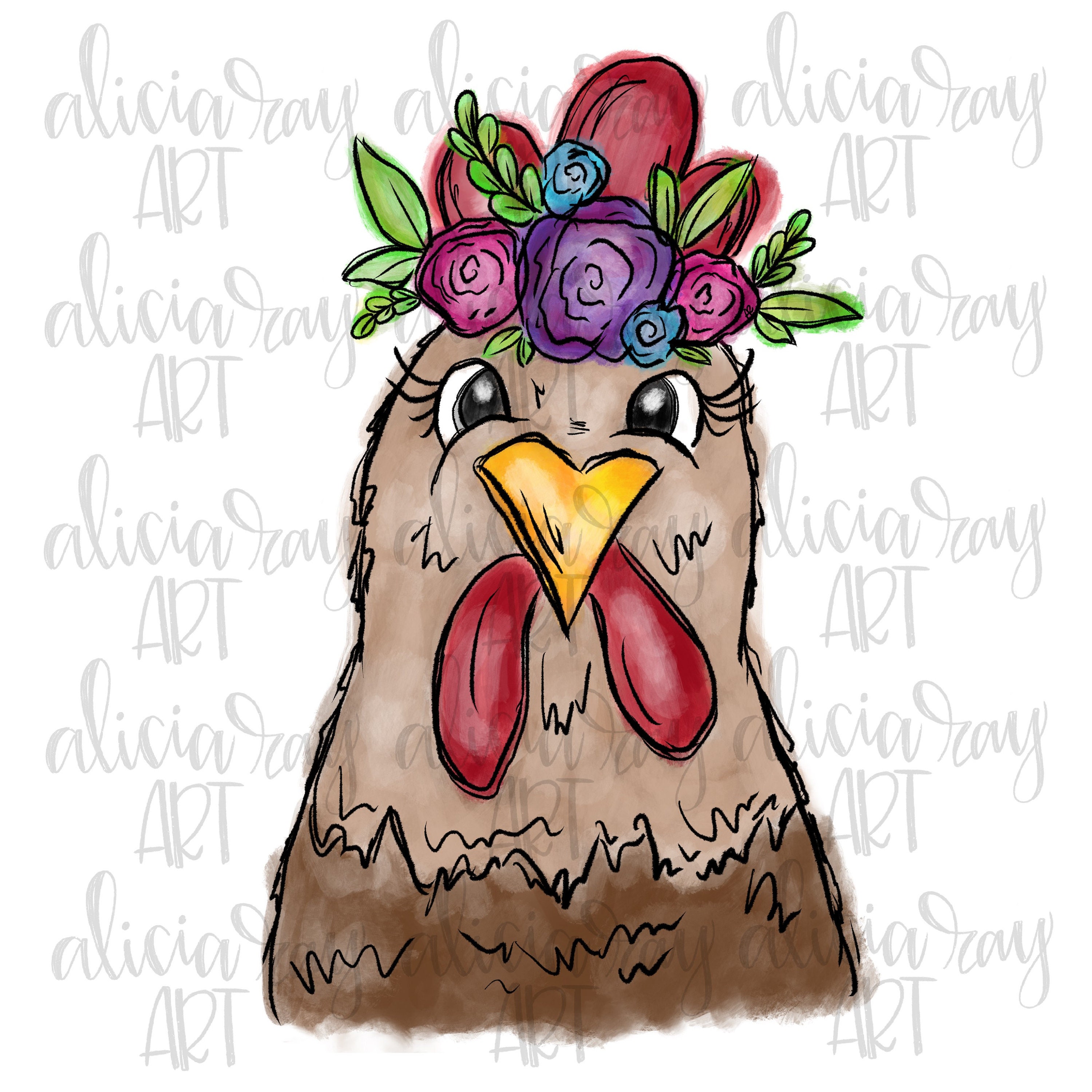 Farm Life Chicken PNG design file handlettered downloadable digital goods sublimation instant download Farm Animal Chicken