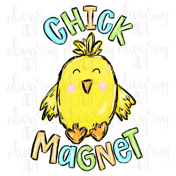 Easter Sublimation Design / Hand Drawn Easter PNG Design / Digital File Download / Chick Magnet / Boy Shirt Design