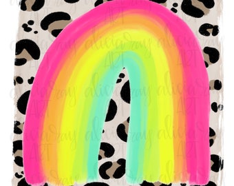 Back To School Sublimation PNG | Hand Drawn Digital Download | Printable Art | Back to school | Classroom Printable | Rainbow | Leopard