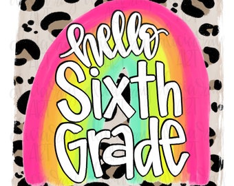 Back To School Sublimation PNG | Hand Drawn Digital Download | Printable Art | Back to school | Classroom Printable | Rainbow | Leopard