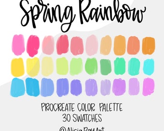 Spring Rainbow Procreate Color Palette | Procreate Swatches | iPad Illustration | Procreate Art | Pretty Color Palette for Procreate