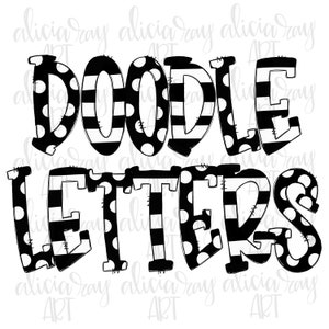 Black Doodle Letters Alphabet | Hand Drawn Alphabet | Alpha Pack Digital Download | Printable Art | School Spirit | Go Team