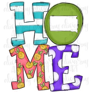 Design de sublimação residencial em Dakota do Sul | Design de carta de doodle floral do estado SD | Desenhado à mão | Sublimação PNG | Download digital pintado à mão