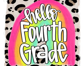 Back To School Sublimation PNG | Hand Drawn Digital Download | Printable Art | Back to school | Classroom Printable | Rainbow | Leopard