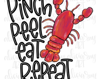 Crawfish PNG Design | Hand Drawn Digital Download | Printable Art | Sublimation | Tumbler Design | Crawfish Boil | Crawfish shirt design