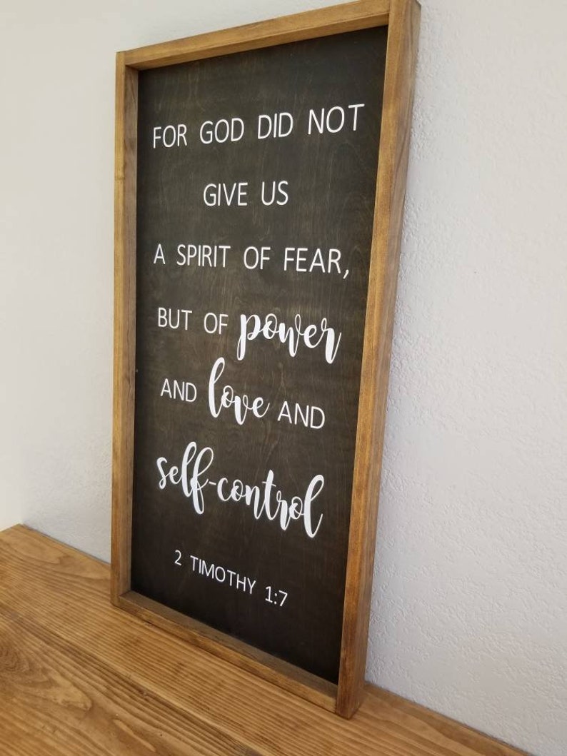 Power Love and Self-Control 2 Timothy 1:7 Scripture Framed Wood Sign Home Decor