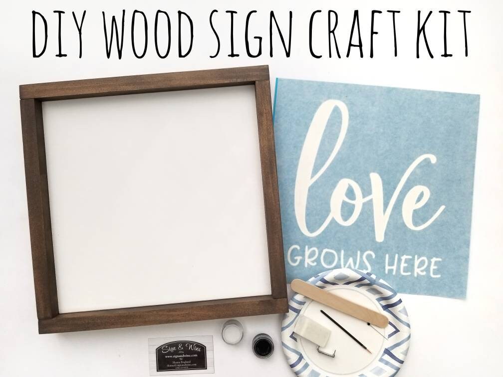 DIY Wood Sign Craft Kit Love Grows Here Paint at Home Etsy