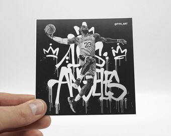 3x NBA vinyl sticker Lebron James, basketball sticker black and white, pack of 3, gift for basketball fans, Los Angeles Lakers sticker