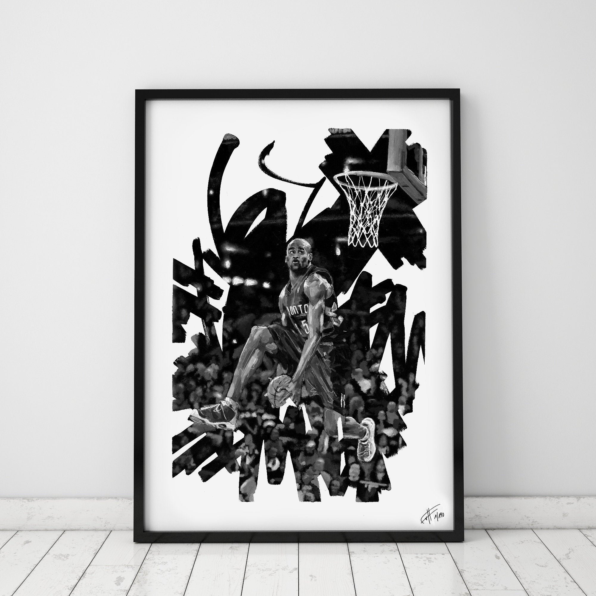 Vince Carter New Jersey Nets Basketball Art Drawing Print 