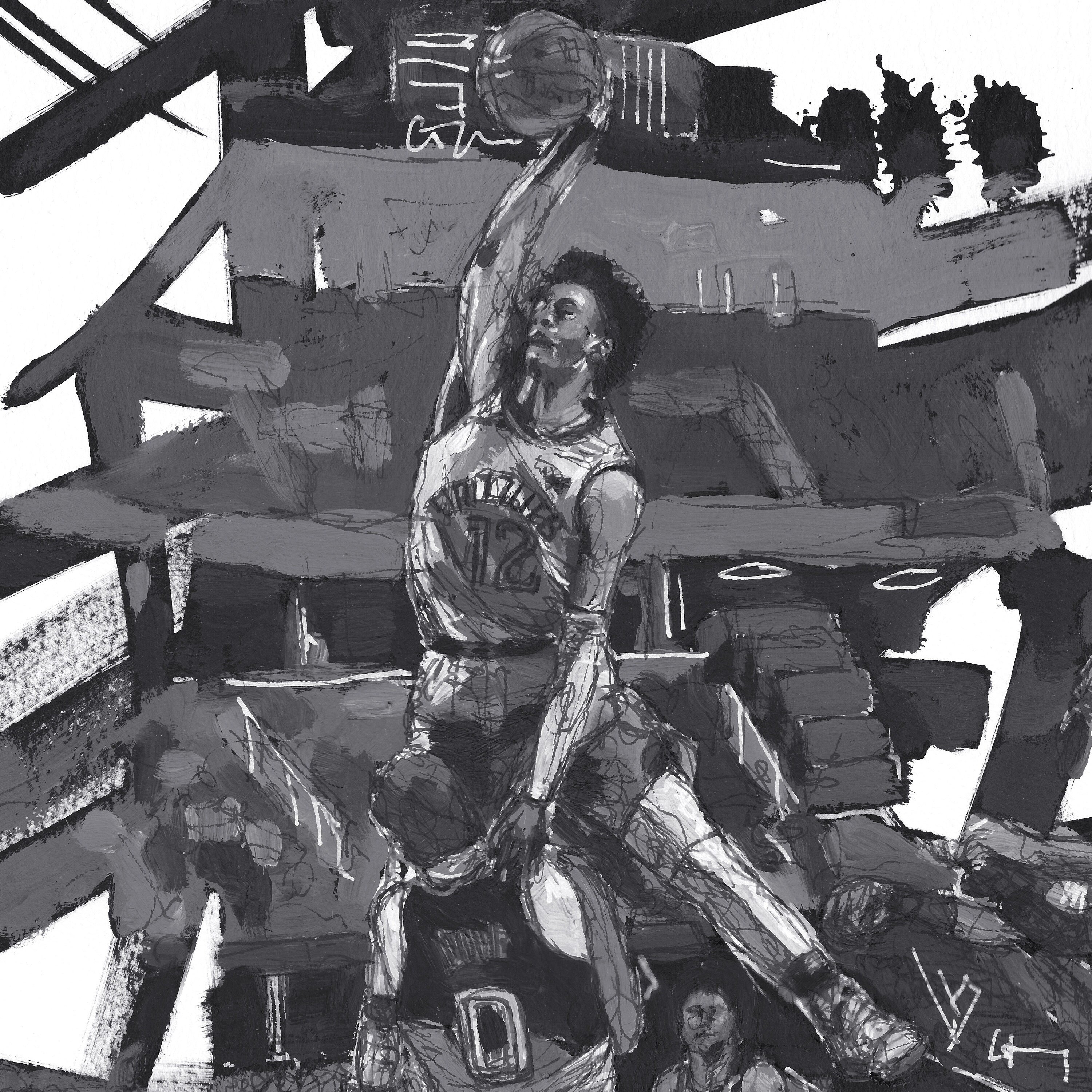 Yes Morant Art Print, Limited Edition Basketball Poster Black and White