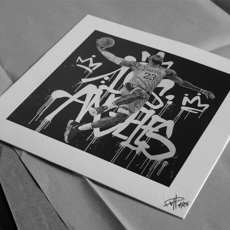 Lebron James Print Basketball Poster black white NBA Fine Etsy