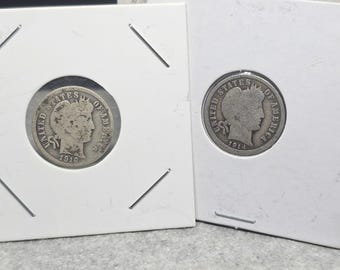 Silver Barber Dimes X2 [No mint mark] 1914, 1916