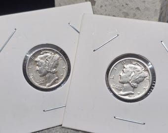 Silver Mercury Dimes X2 [P] 1936,1937