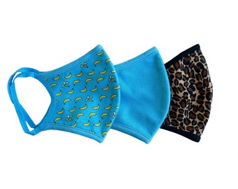 Banana Face Mask - Leopard Print Mask | Face Mask Pack  | Travel Face Mask | Reusable Face Mask | Animal Print Mask | Safari Vacation