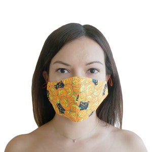 Halloween Face Mask - Pumpkin Face Mask | Black Cat Face Mask | Autumn Face Mask | Spooky Face Mask | Reusable Face Mask