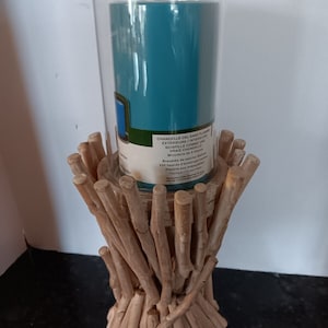 Nantucket Home Driftwood Candle Holder w/ Glass Hurricane & Battery Candle