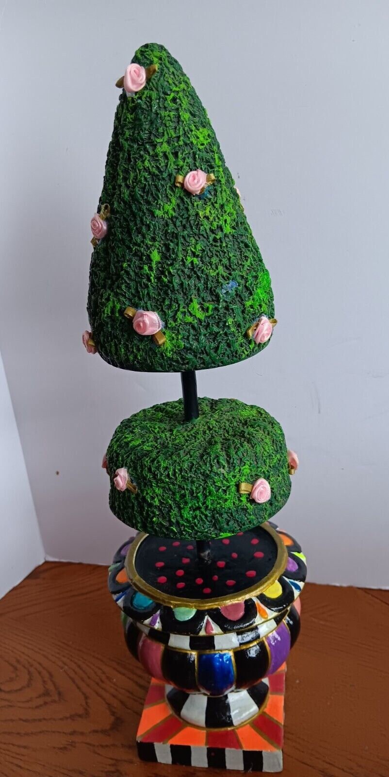 Whimsical Hand Painted Topiary W/ Silk Roses in Colorful Urn - Etsy